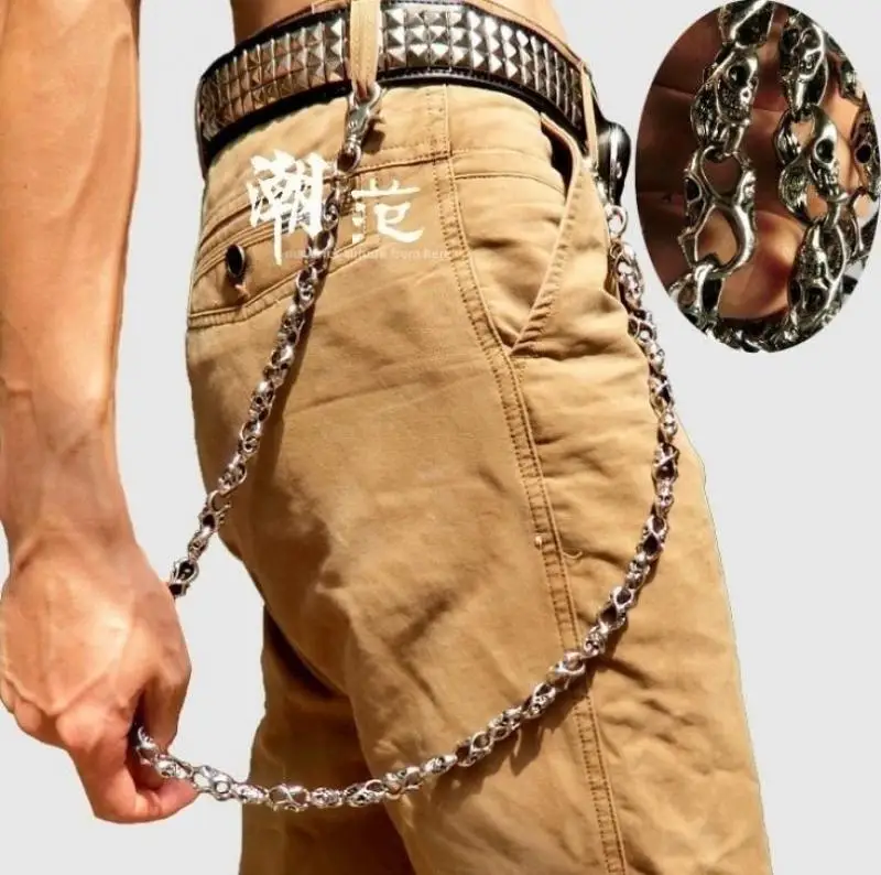 Punk Cool Skull Pants Chain Key Chain Waist Chain Personality Men\'s Motorcycle Biker Biker Hip Hop Rock Jewelry Accessories