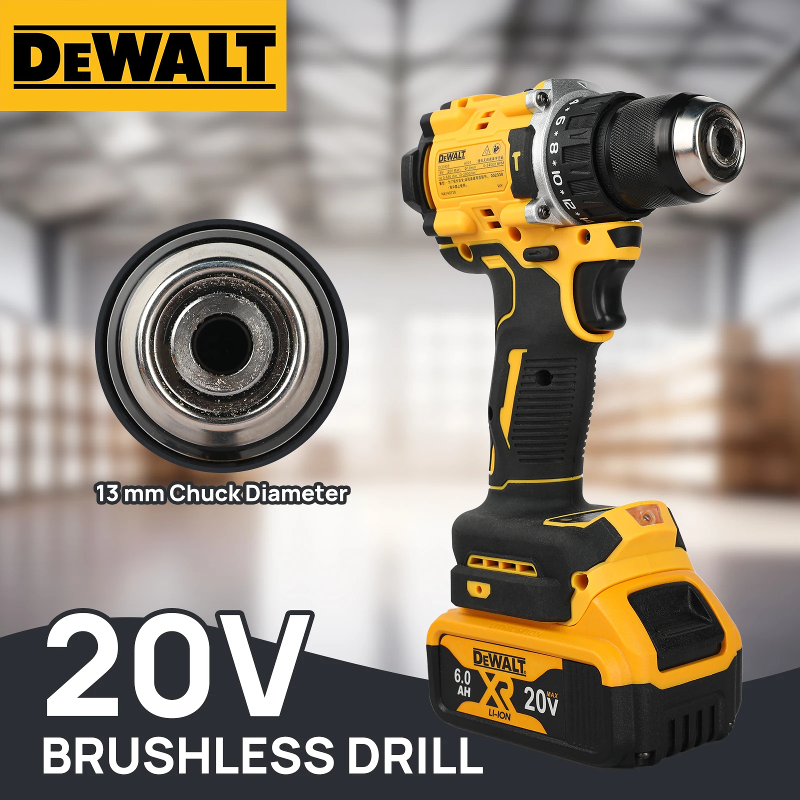 

DEWALT Lithium battery, 20 V, rechargeable, brushless, compact electric screwdriver, hand drill, impact drill DCD805