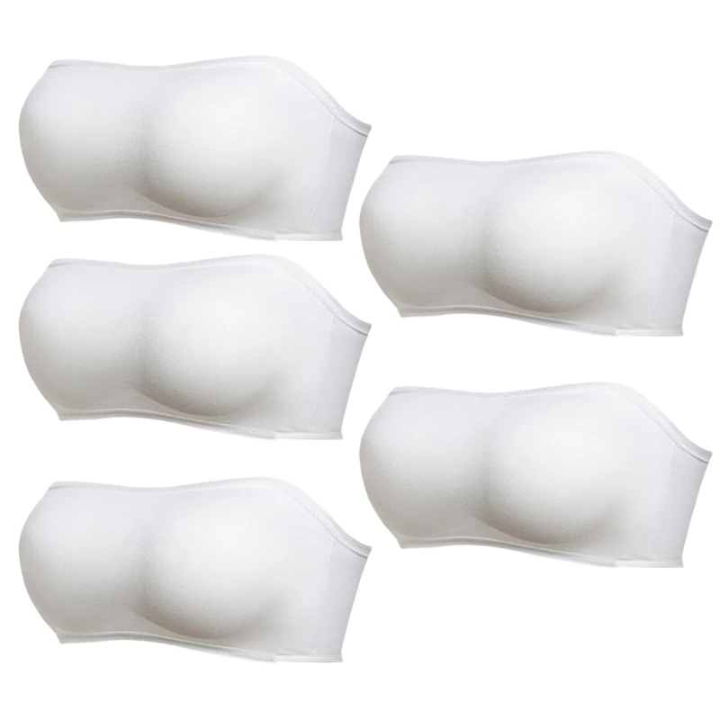 

1/5Pcs Travel Disposable Bra Tube Top for Women Comfortable Breathable Strapless Wireless Bandeau Cotton Padded Bralette