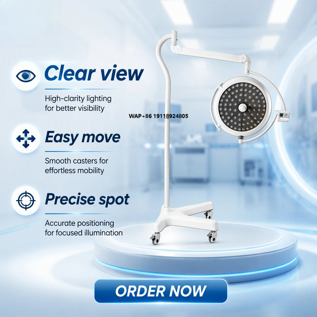 LED shadowless surgical light, floor-to-ceiling surgical light 30,000-160,000 lux illumination 4000K color temperature 2 years w