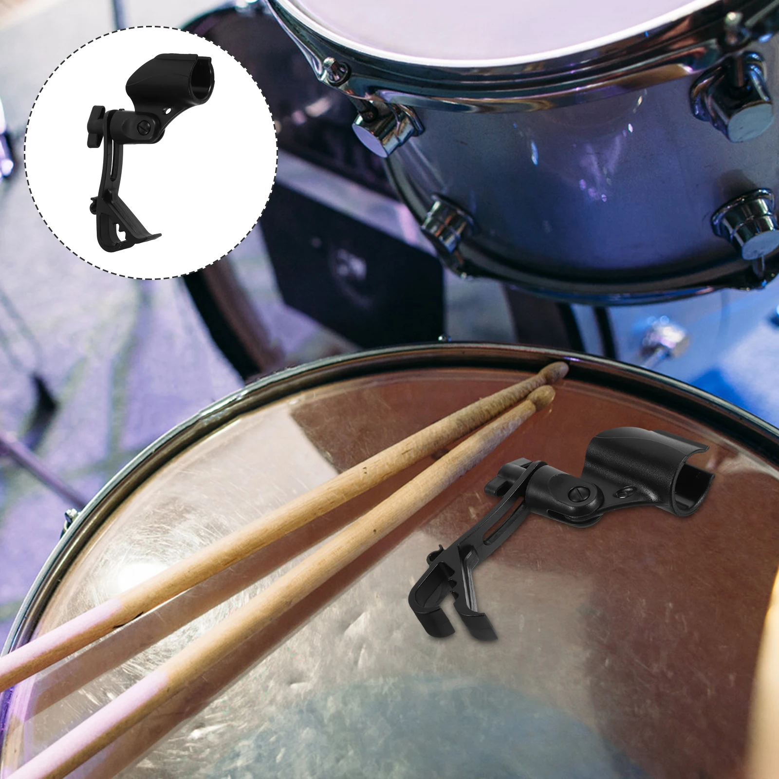 

Drum Microphone Clip Adjustable Drum Rim Mic Clamp Quick Setup Secure Grip Compatible with Various Mic Models for Recording