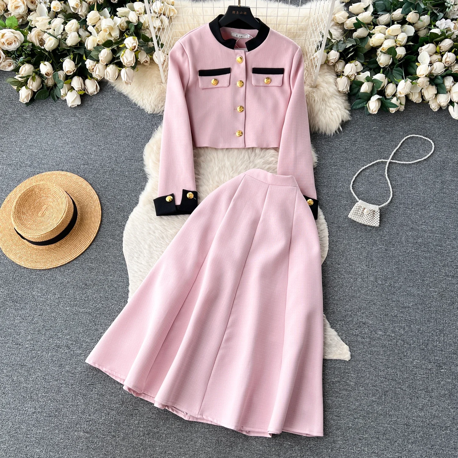 Women Two-Piece Sets Sexy Long Sleeve Single Breasted Top and High Waist Slim Skirt Korean Fashion Casual Autumn Winter Clothing