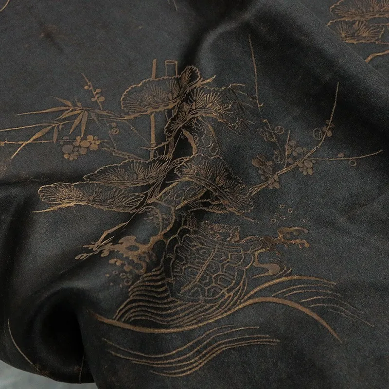 Silk Sanbo satin jacquard intangible cultural heritage ancient method Xiangyunsha washable fabric niche designer clothing ramie