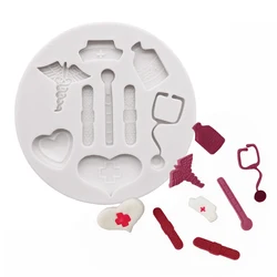 Stethoscope Medical Hospital Tools Silicone Mold Sugarcraft Cupcake Chocolate Baking Mold Fondant Cake Decorating Tools