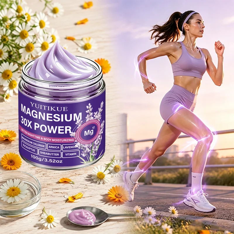 Magnesium Body Cream Lavender Shea Butter Moisturizing Night‑Time Natural Plant Hydrating Relaxing Body‑Care Lotio