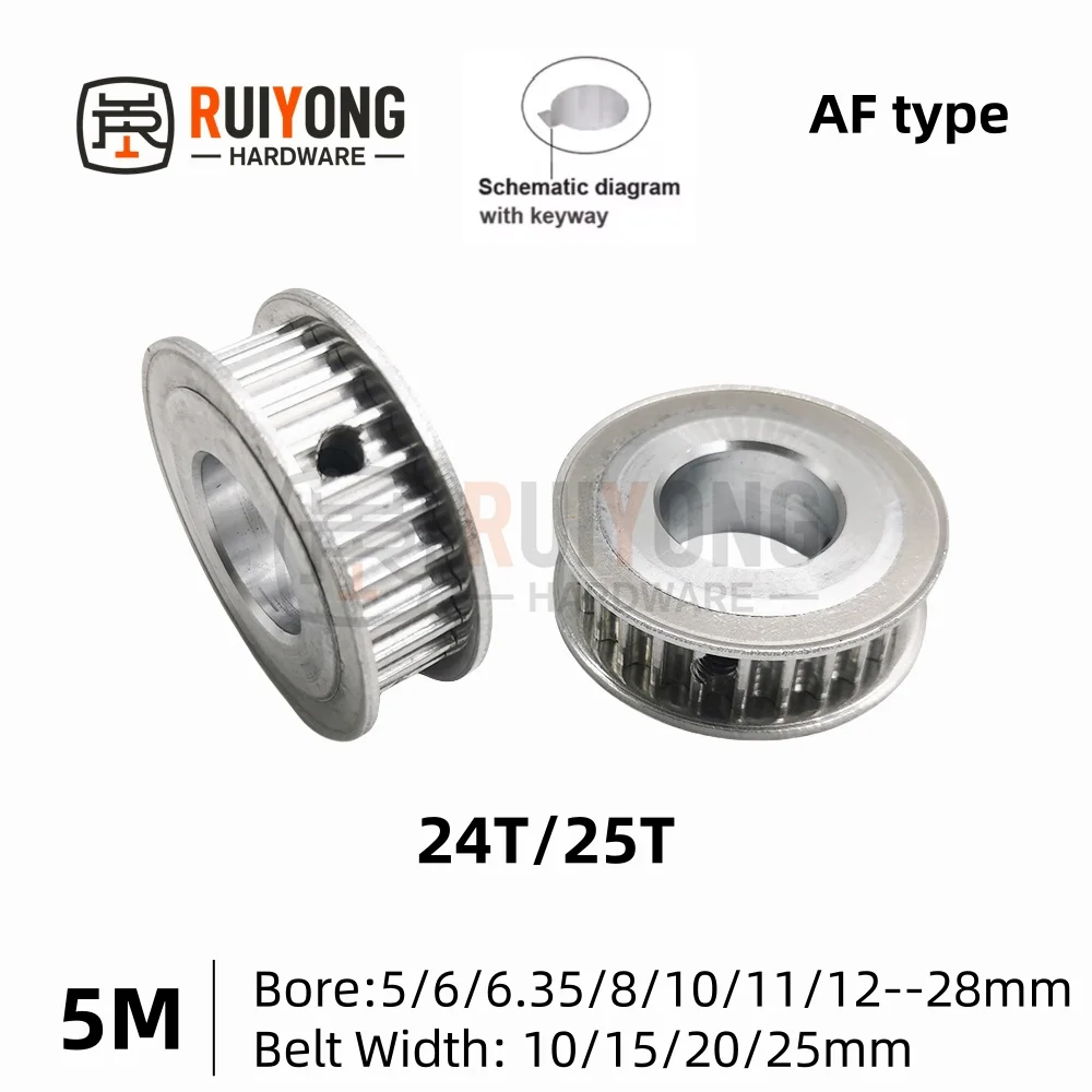 

HTD 5M Timing Pulley 24/25Teeth 5M AF Type Pulley Bore 5-28mm Belt Width 10/15/20/25mm HTD 5M Synchronous Wheel 24T 25T