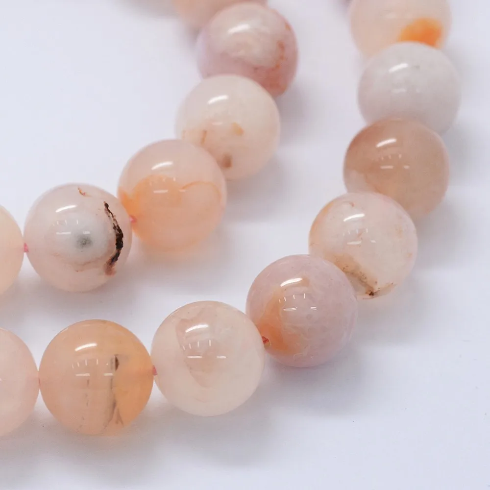 PandaHall 1 Strang Natürliche Kirschblüten-Achat Runde Perlen, Verschiedene Größen 10mm 12mm 14mm für Halsketten Armbänder Schmuckherstellung – Detail 10
