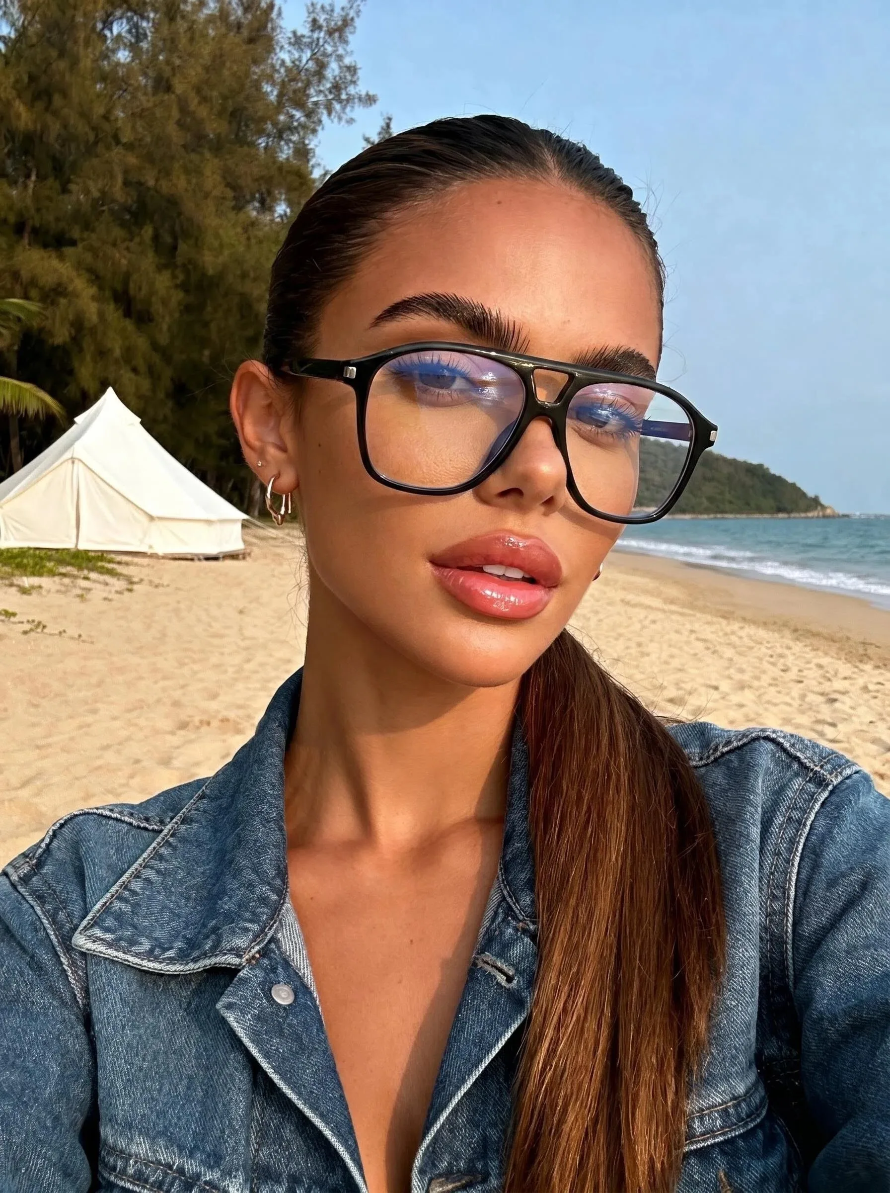 1pc All-Match Double-Beam Pilot Glasses, Large Frame, Men's and Women's Casual Multi-Scene Glasses
