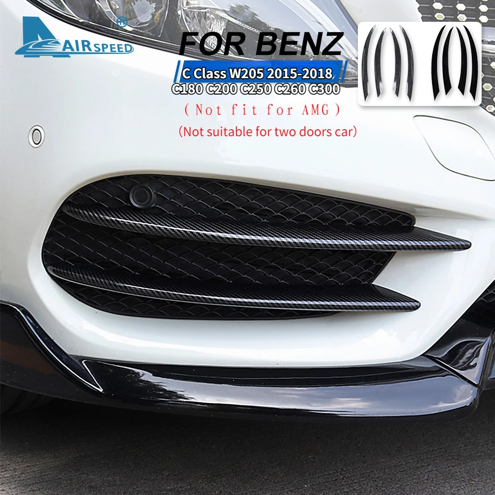 

Крышка противотуманной фары из углеродного волокна для Mercedes Benz C Class W205 C180 C200 C250 C260 C300 2015-2018, спойлер переднего бампера, аксессуары