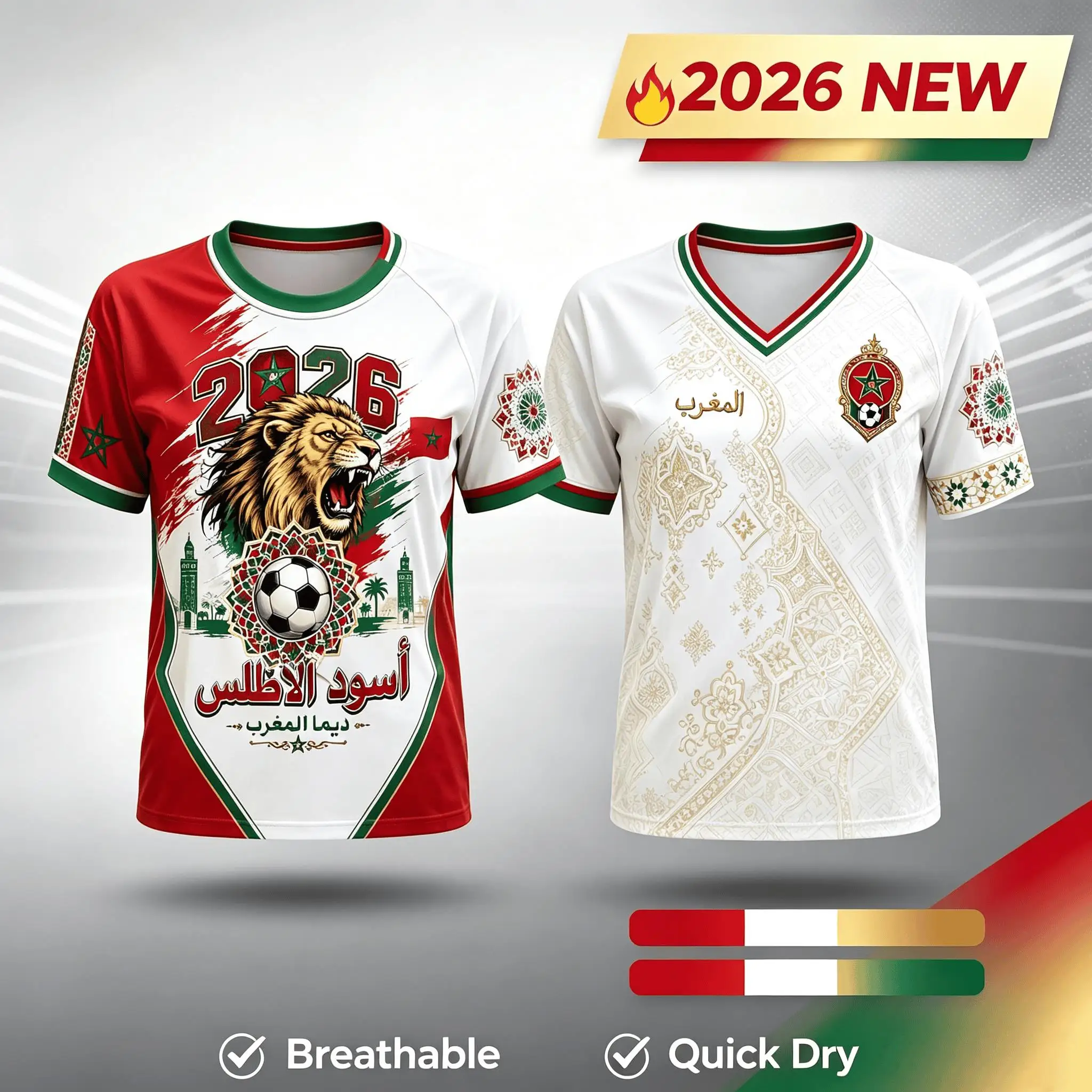 2027 Morocco Flag T-Shirt Women V-Neck Sportswear With _MOROCCO_ Crest Traditional Trim Casual Tops Jersey Y2K Sports T-shirt