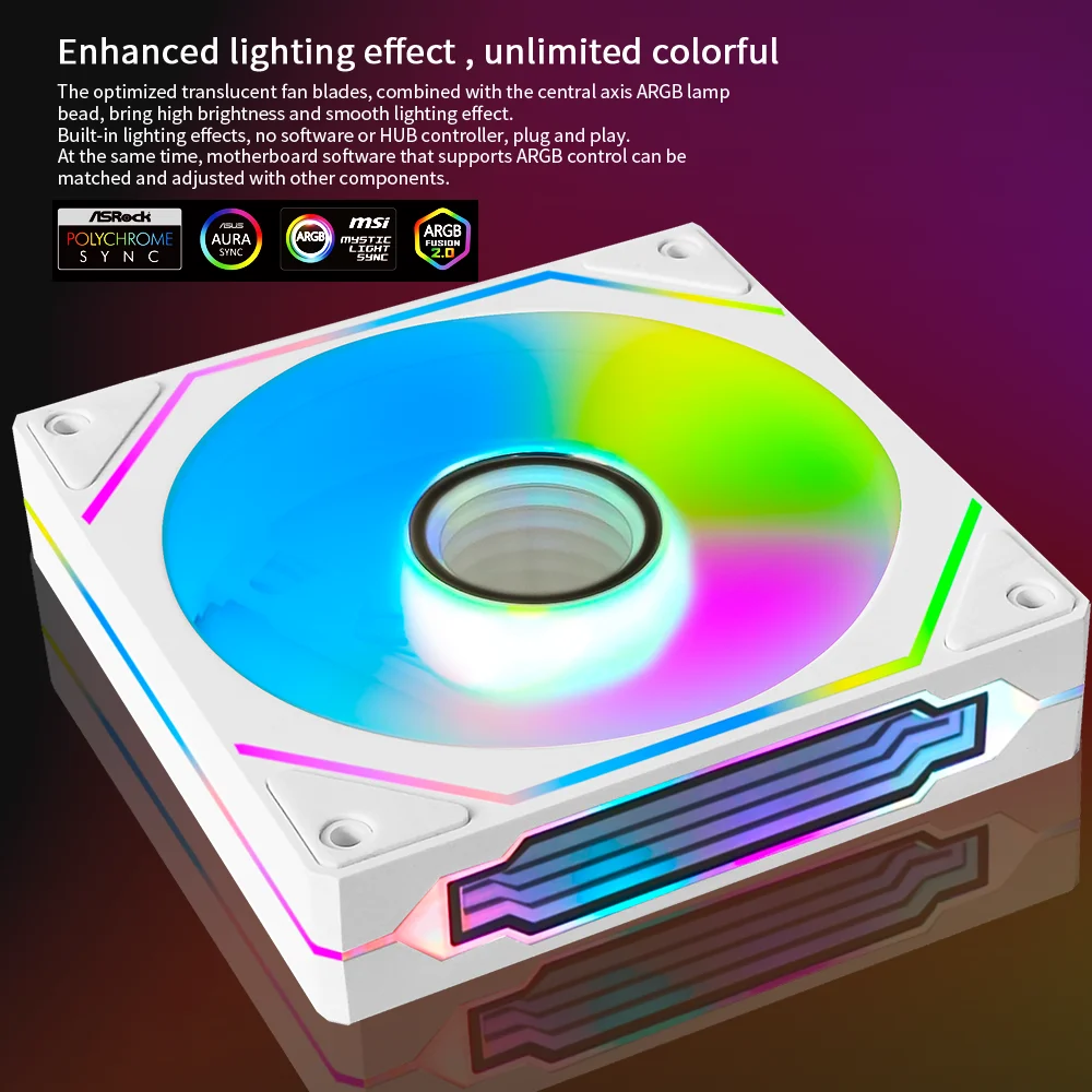 MANMU 120 มม. พัดลมเคสกระจก RGB พัดลมระบายความร้อน พัดลมเคสพีซี คอมพิวเตอร์เคสคูลเลอร์