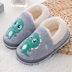 Fashion Toddler Boy Slippers Winter Shoes Kid Casual Home Wear Baby Warm Anti-slip Loafers Cartoon Dinosaur Child House Footwear