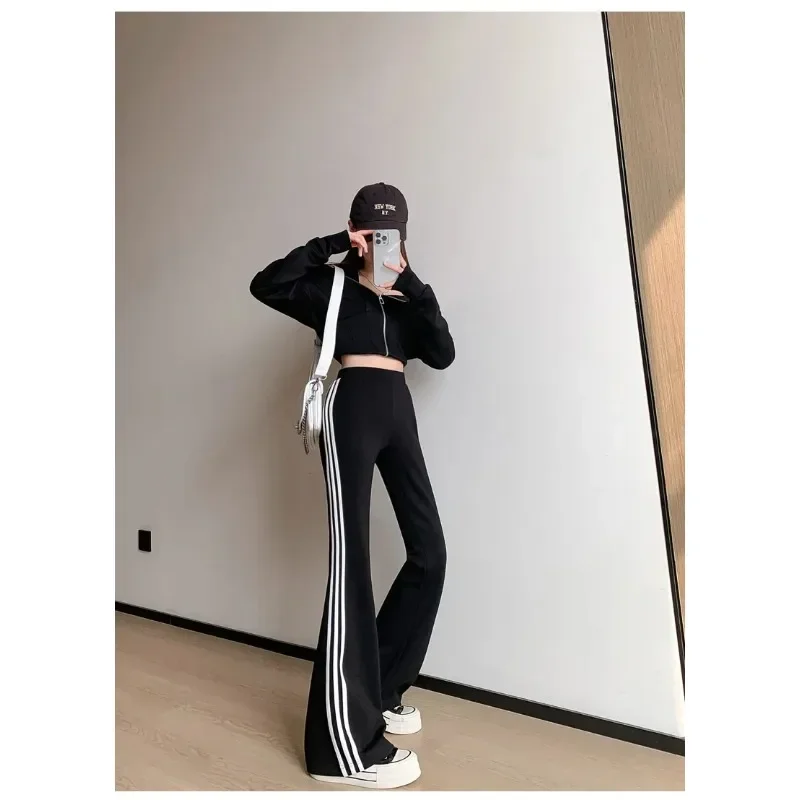 New Spring Summer Women\'s Wide Leg Pants Loose High Waist Casual Trousers Woman Korean Style striped Office Straight Pants