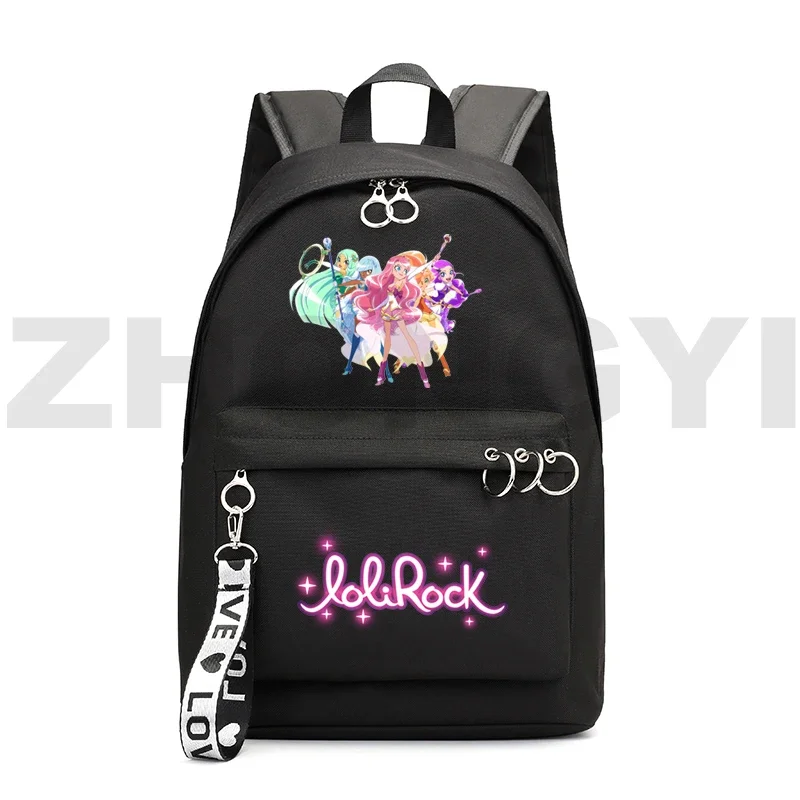 Cartoon LoliRock Hip Hop plecaki piękne dziewczyny LoliRockstar muzyka Mochila Zipper moda wykonawczy plecak kobiety dzieci Bookbags