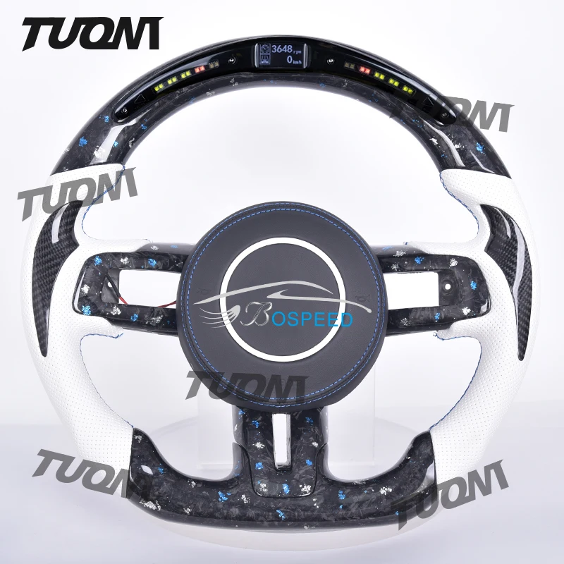 

LED Carbon Fiber Steering Wheel For Ford Mustang GT350 GT500 V6 Ecoboost Shelby GT Hydro-Dip Personalized Customized