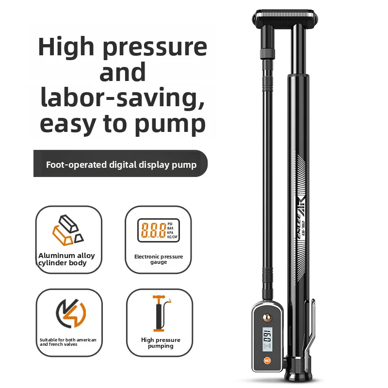 

Bicycle hand-operated high-pressure inflator with pressure gauge, portable manual air pump, 160PSI
