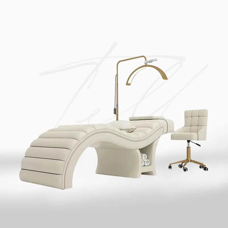 Cross-border Wholesale Eyelash Bed, Special Spa for Beauty Salons, Multi-functional Curved S-Shaped Massage and Beauty Bed