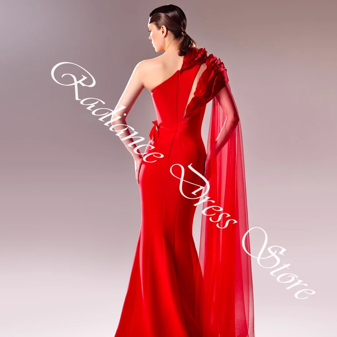 تخصيص حساسة جيرسي حورية البحر كتف واحد المتدرج فساتين السهرة قصيرة الأكمام سستة الظهر واتو قطار حفلة موسيقية الدكتور #4