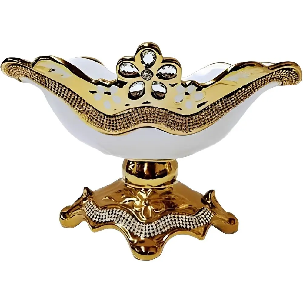 

Изысканная керамическая ваза на ножке с золотыми цветочными акцентами (9 дюймов) – роскошный подарок для декораторов и ценителей интерьера дома и офиса