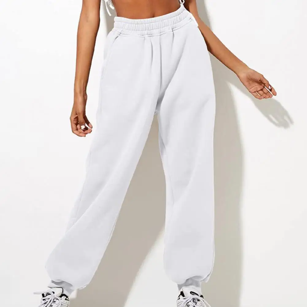 Sport Pants Soft Warm Women\'s Sweatpants with High Elastic Waist Ankle-banded Solid Color Casual Loose for Spring for Jogging