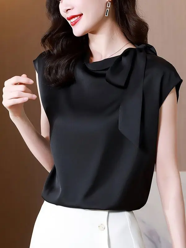 

Stunning Knot Sleeveless Shirt Women's Summer New Style Outerwear Inner Match Slimming Versatile Top Korean Loose Fit
