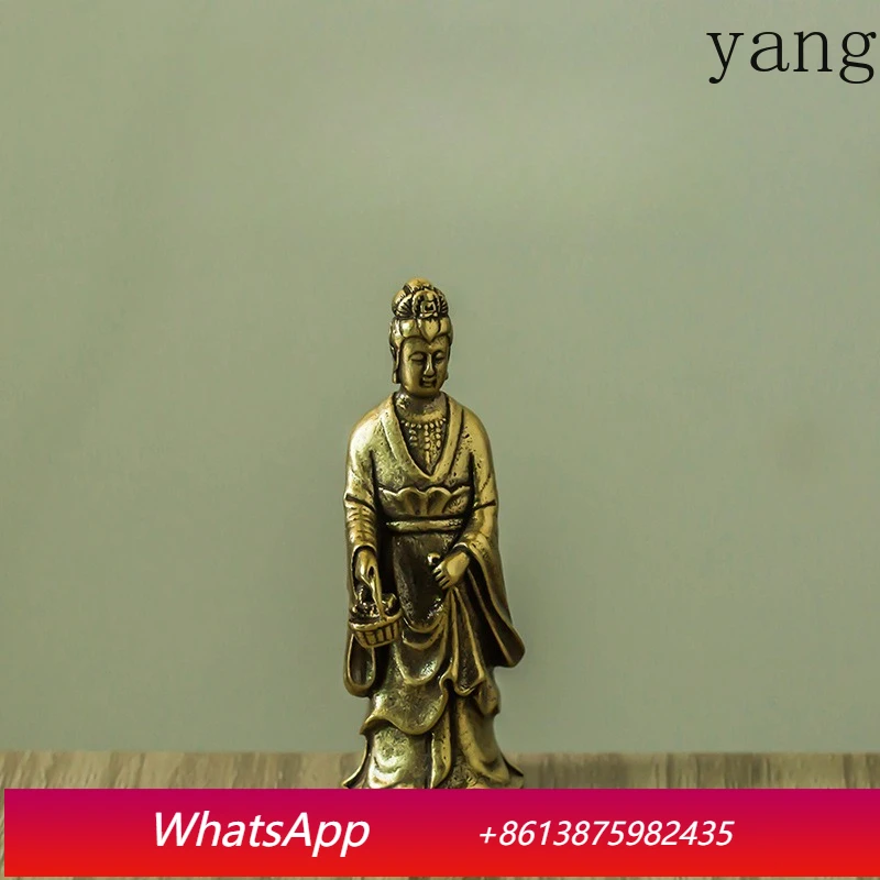 

LTT Brass Solid Guanyin Free Money Ornament Buddha Statue Home Furnishing Pure Copper Statue Ornament