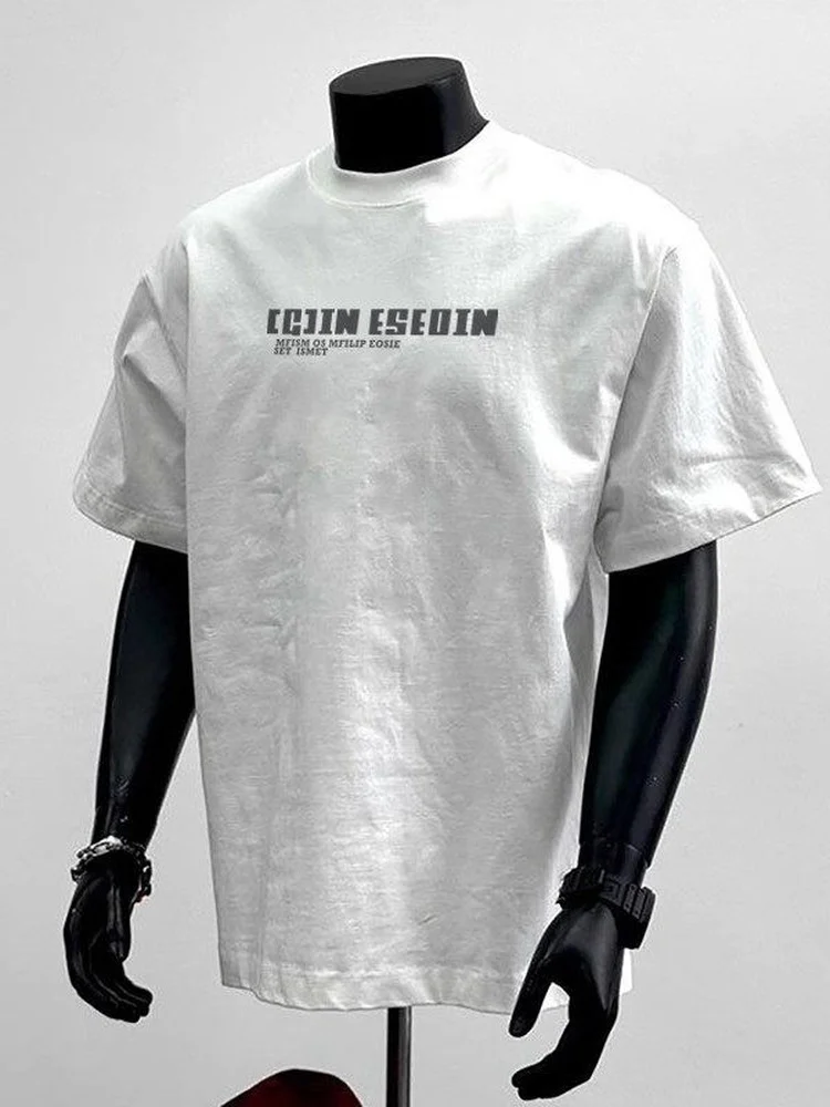 t-shirt-homme-Elegant-en-coton-pur-lourd-style-americain-imprime-lettres-decontracte-col-rond-manches-courtes-poche-Ete