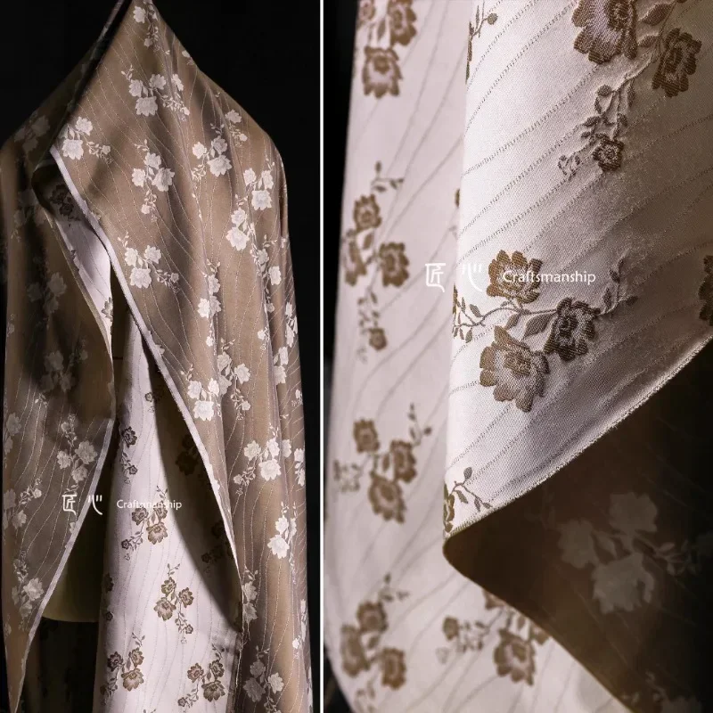 

Apricot Cherry Blossom Double-sided Jacquard Fabric for Creative Artistic Fresh Floral Skirt Clothing Designer Diy Sewing Cloth