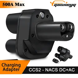 GUWIEYG CCS2 to Tesla AC DC Adapter 500A Fit for Tesla Model 3/X/Y Made in USA CCS2 Combo Adapter Support CCS2 and Type2 Charger