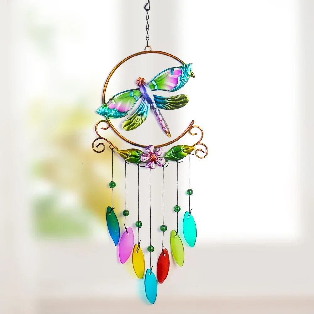 Iron Art Wrought Dragonfly Wind Chimes Color Metal Insect Garden Outdoor Pendant Room Decor Aesthetic Aurora Maker Accessories