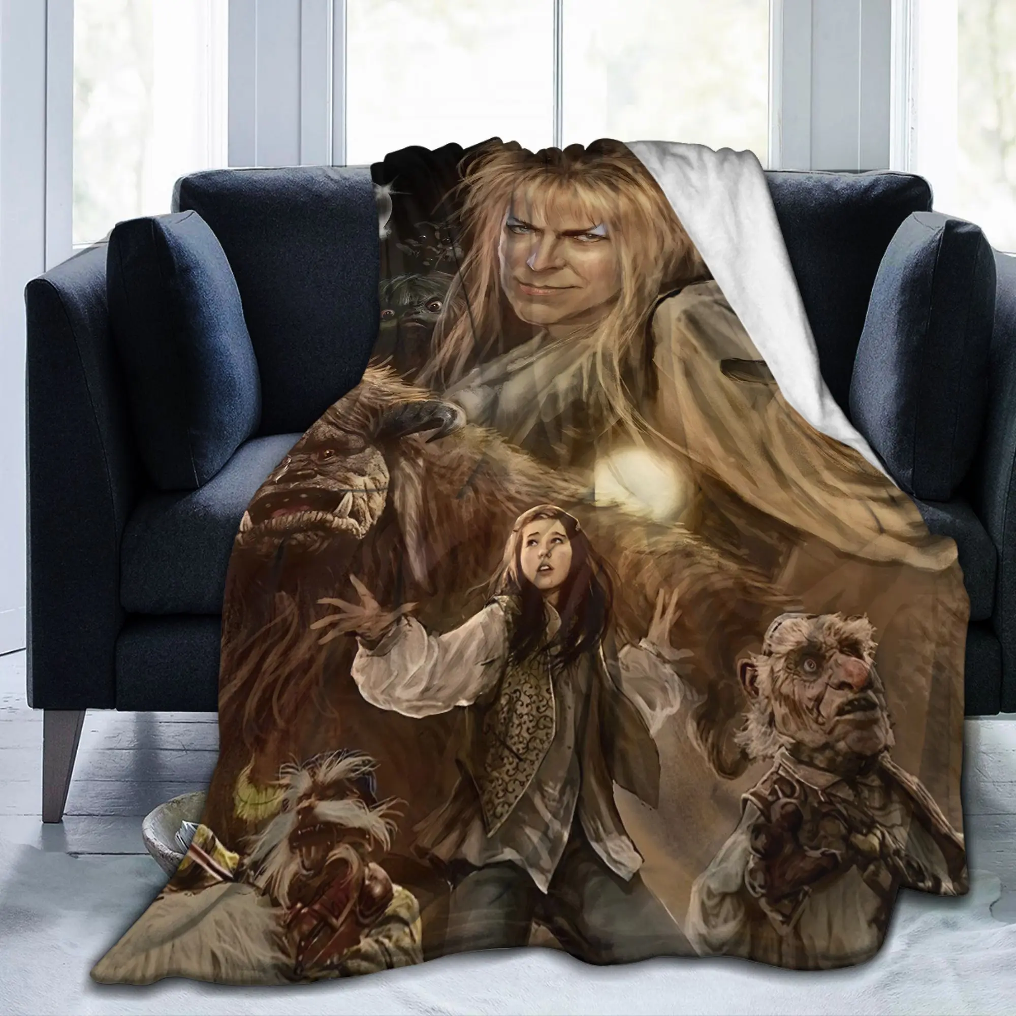 Labyrinths Jareth the-Goblin-King Fuzzy Blankets Classic Movie Vintage Bedding Throw Blankets Bedspreads Soft Gift Multifunction