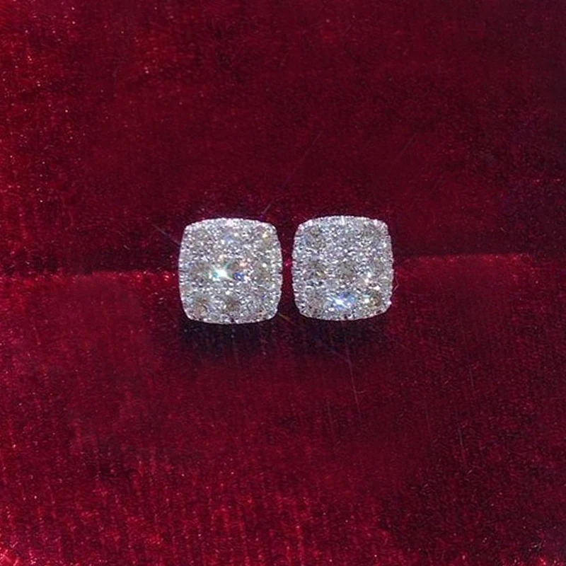 Moonso Trendy Silver Color Square-shaped Stud Earrings for Women Jewelry Wholesale Free Items Gift E8119