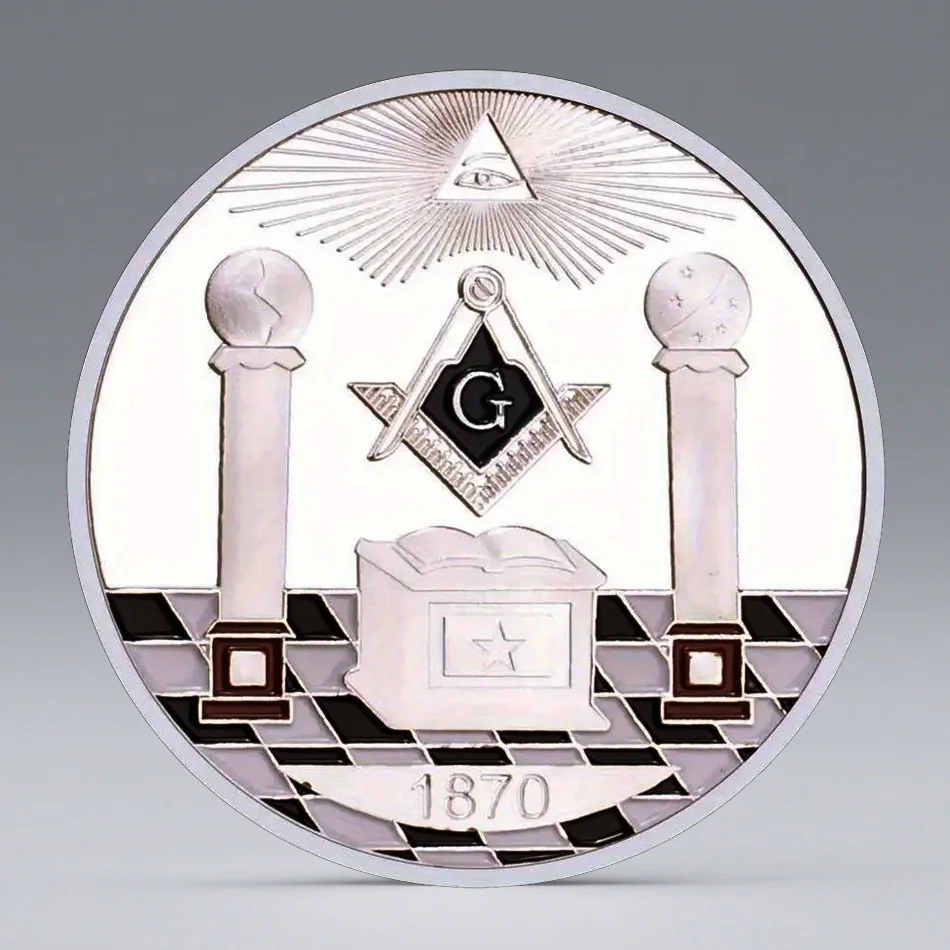 The FreeMason Silvery Plated Souvenir Coin NOVUS ORDO SECLORUM Annuit Coeptis Commemorative Coin Challenge Gift