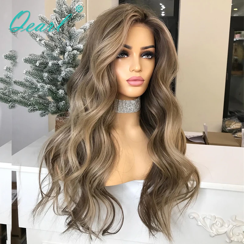 HD Glueless 13x6 Lace Frontal Wigs Invisible Transparent Lace Human Hair Wig Sale Free Part Ash Blonde Medium Grey Colored Qearl