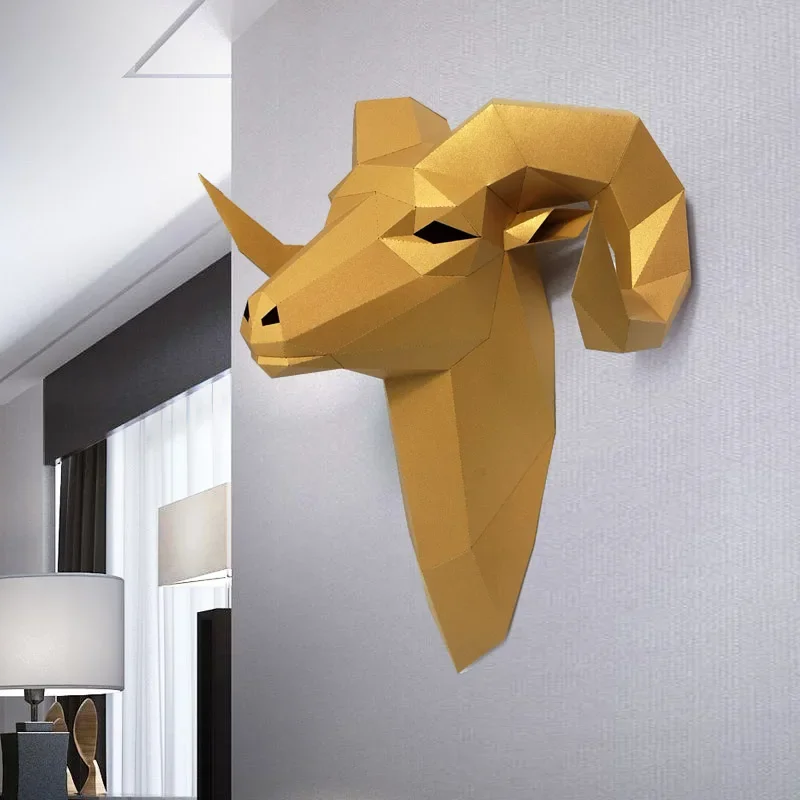 Pré-corte bighorn ovelha selvagem animal decoração da parede casa arte decoração modelo de papel, papel 3d, artesanal diy artesanato adulto rty225