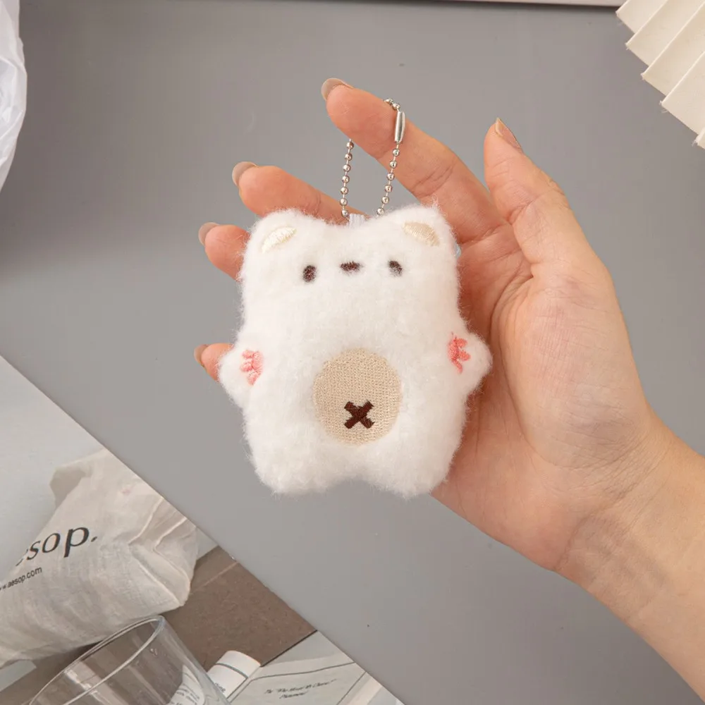 Cute Squeaking Bear Plush Toy Key Chain Cartoon Animal Doll Pendant Key Ring Backpack Charms Car Decoration Bag Accessories image 5