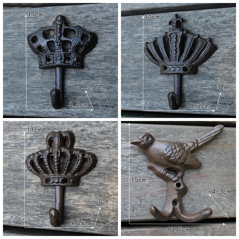 European crown retro cast iron forged coat hook coat decoration wall decoration outdoor home metope decoration accessories