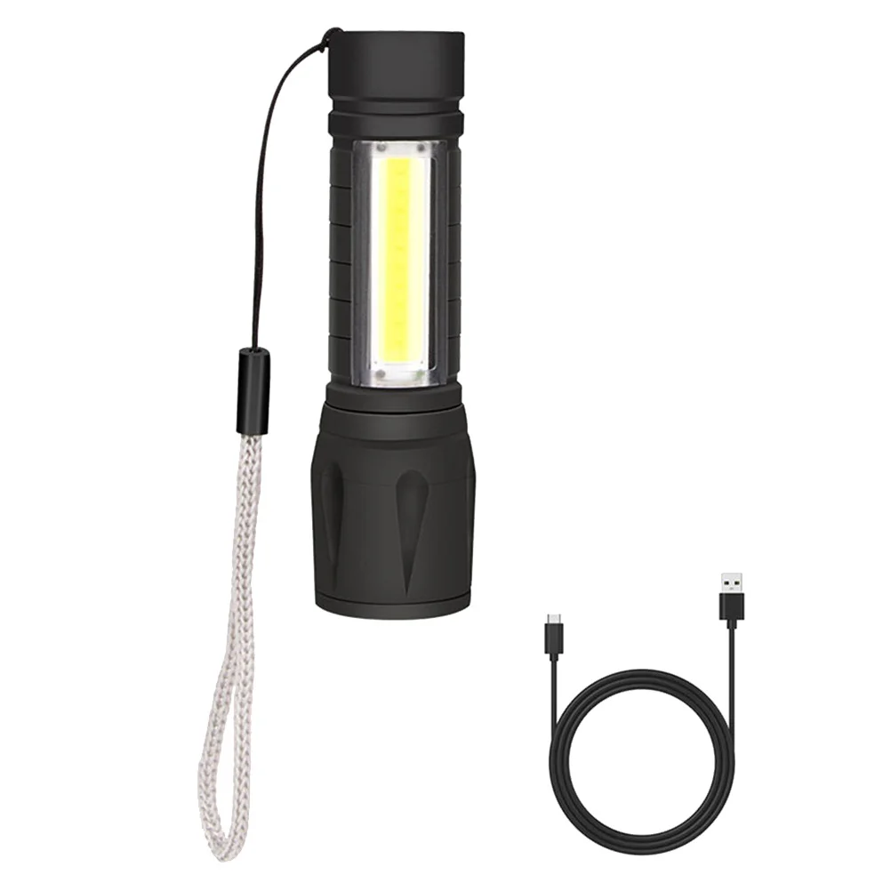 قطعة واحدة من مصابيح الطوارئ القابلة لإعادة الشحن عبر USB مع 3 أوضاع للأنشطة الخارجية باللون الأسود