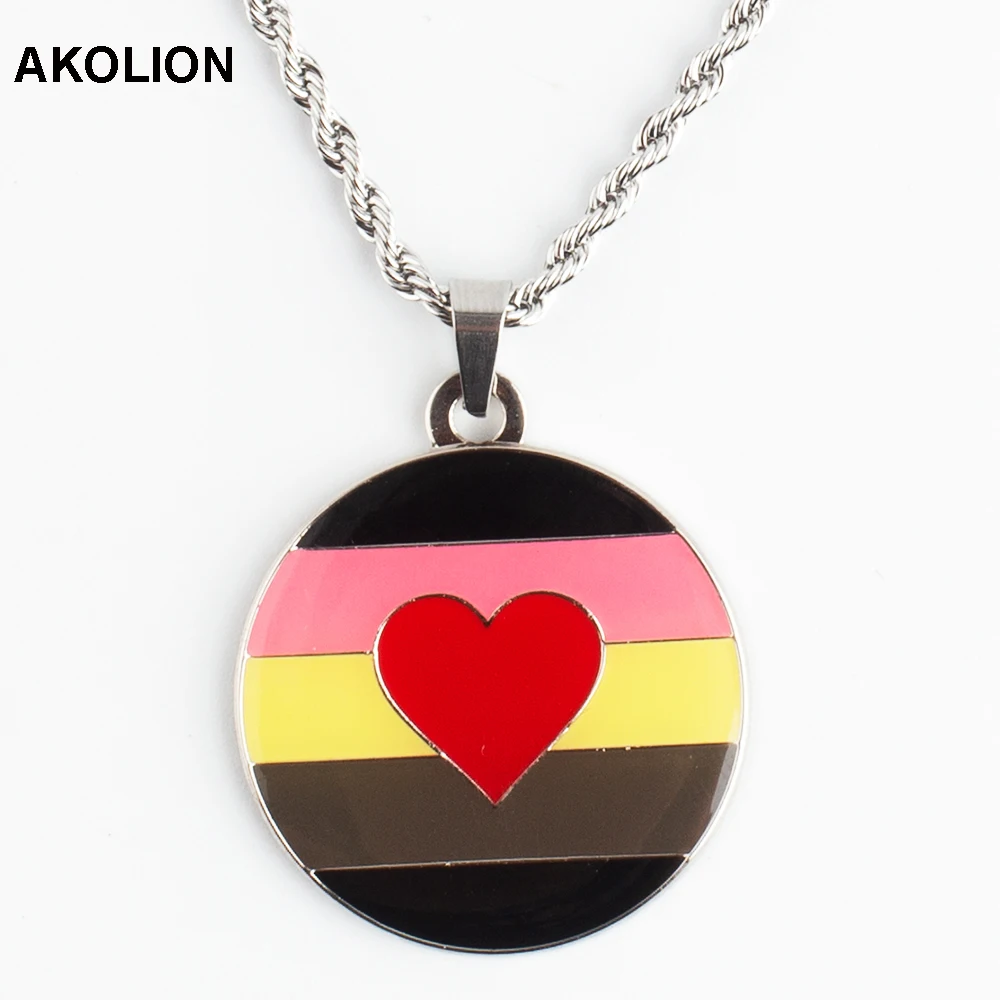 Transgender Rainbow Pansexual pride Genderqueer pride collana con ciondolo asessuale collana con cuore arcobaleno