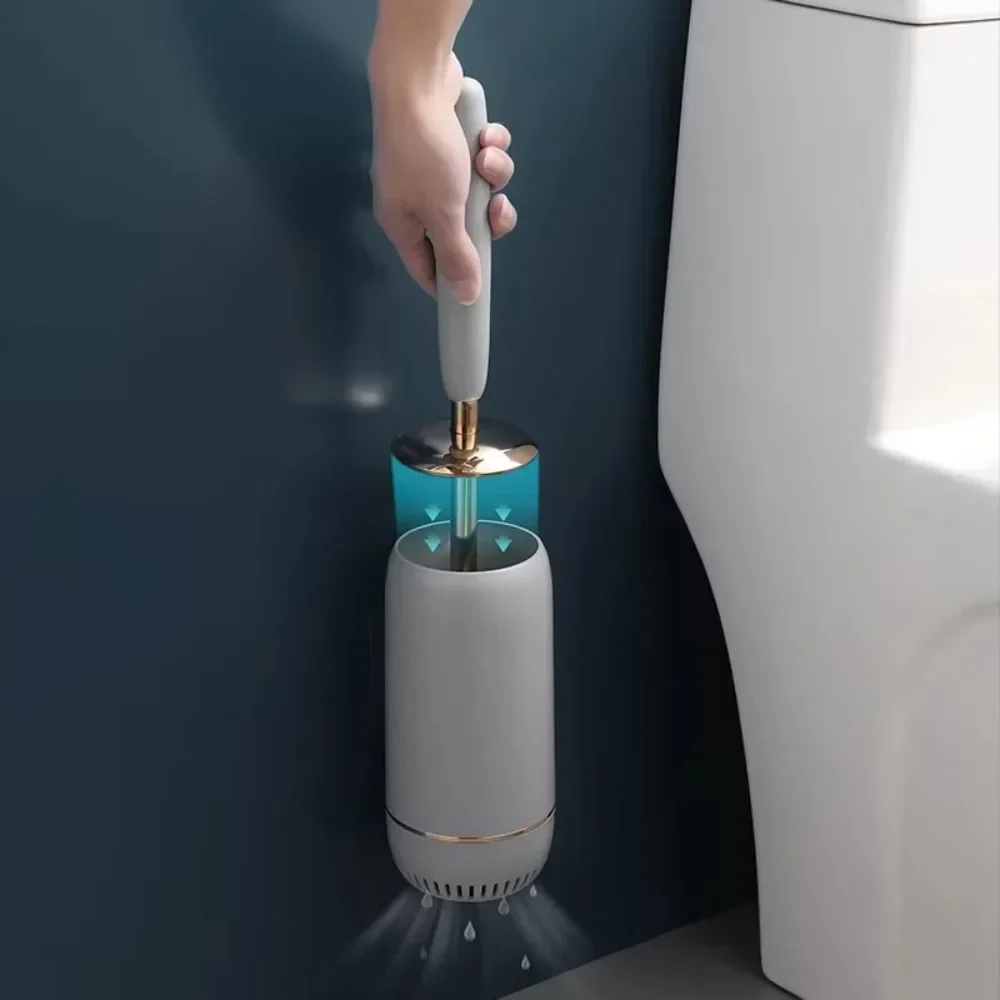 Luxury Toilet Brush Wall-Mounted Brush Punch-Free Wash Toilet Long Handle Silicone Cleaning Gadget Home Wc Cleaning Tools