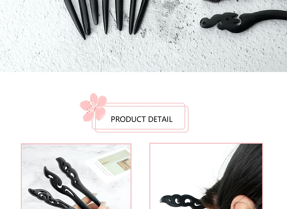 Chinesische Königliche Holz Haar Clips Haar Stick Frauen Einfache Geschnitzte Holz Haarnadeln Mädchen Exquisite Frisur Zubehör Kopfbedeckung Geschenk – Detail 3