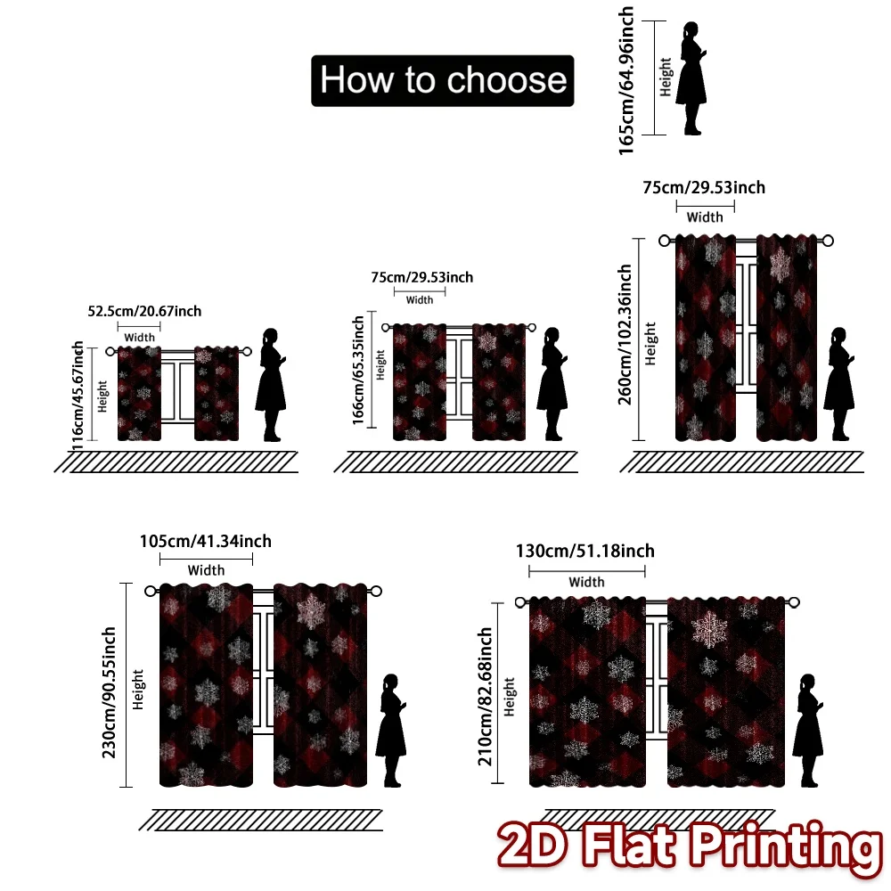 Druk płaski 2D, JIT 2 szt., Zasłony (bez drążka) Świąteczne Gnomki (1) Eleganckie zasłony okienne Wszechstronne zasłony poliestrowe Dekoracja pokoju