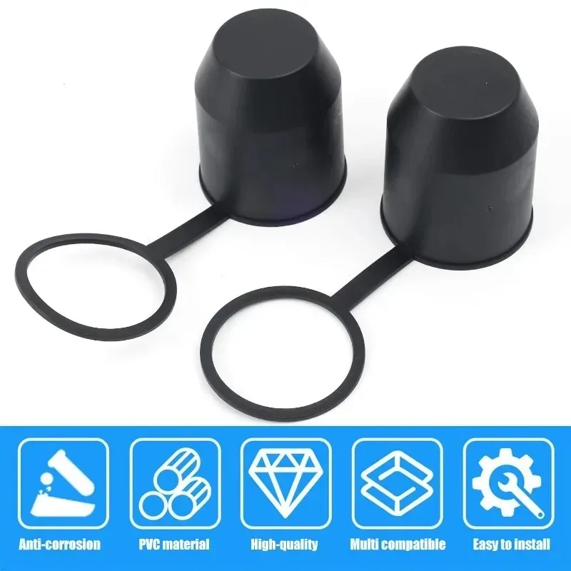 1/2pcs Universal Car Trailer Towball Protective Cover Black Cap 50mm Towing Hitch Caravan Auto Tow Bar Ball Cover Accessories view 5