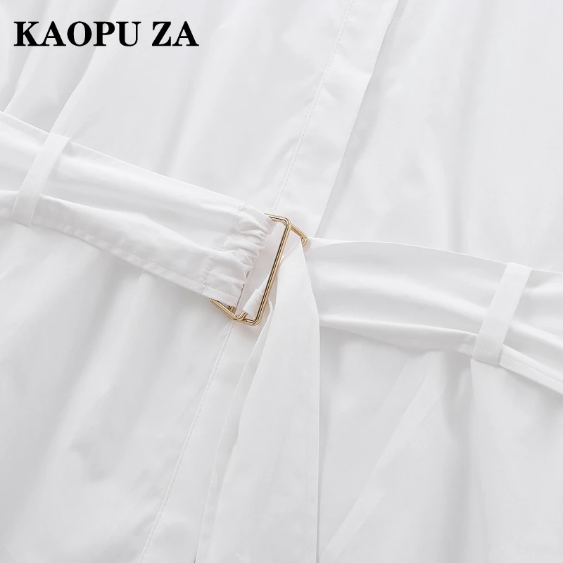 KAOPU ZA Camisa solta com cinto para mulheres, colarinho quadrado, moda casual, básico elegante, novo, primavera, outono, 2022