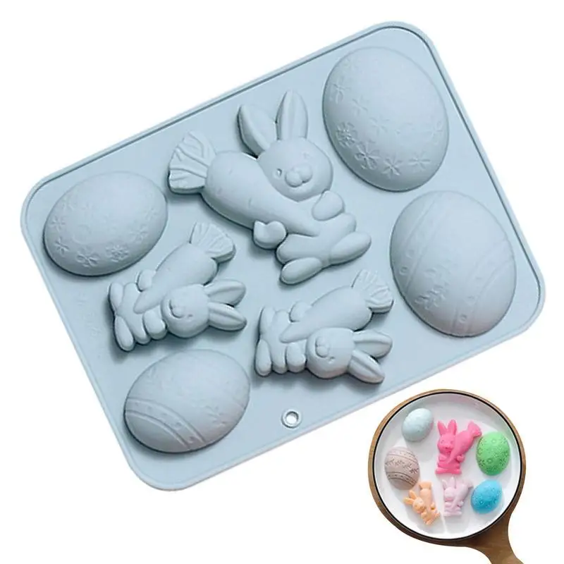 Easter Chocolate Silicone Mold Flexible Easter Egg Rabbit Carrot Silicone Mold Resin Molds For Candle Making Home Decoration DIY