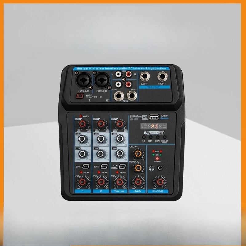 

Bluetooth Mixer Live Equipment Home Stage Mixer USB Small 4-way Mixer Sound Card