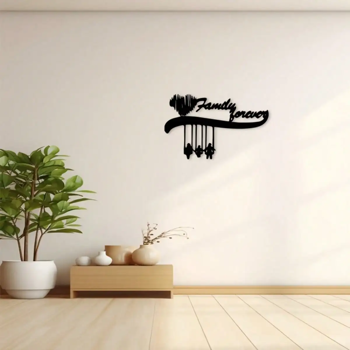 Heavy Duty Heart Family Metal Wall Hanging Forever Connected Silhouette Iron Art for Indoor Outdoor Living Room Bedroom