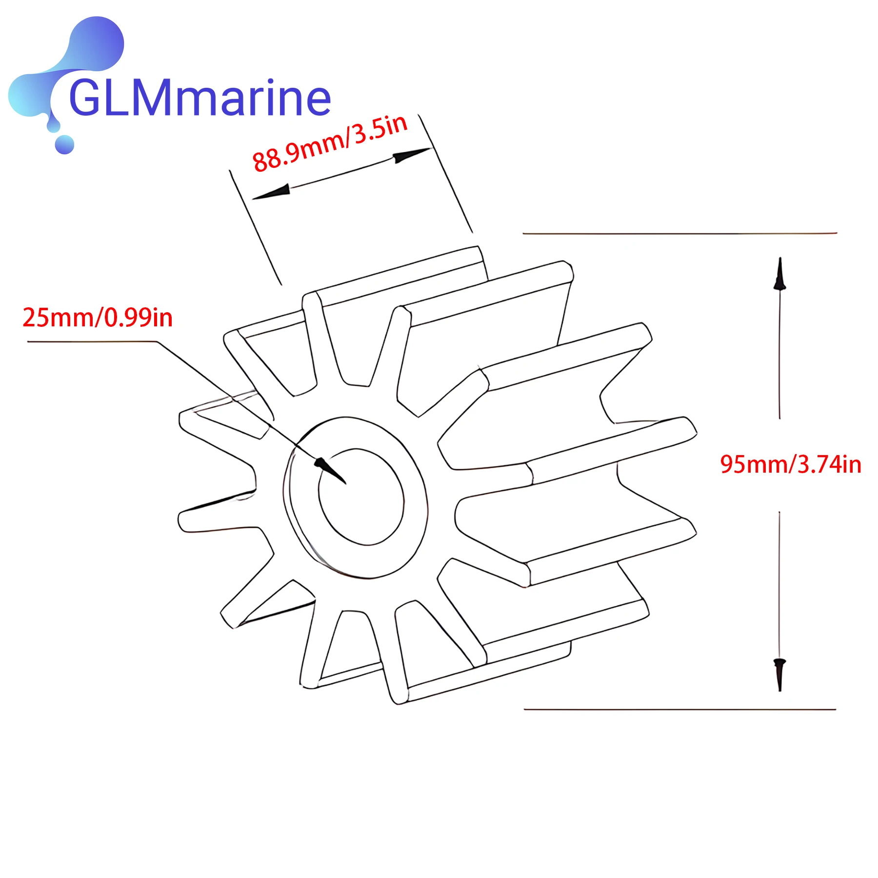 6760-0003 Water Pump Impeller 6760-0008 For Jabsco 6760-0001 Marine Engine Replace Johnson 09-802B CEF 500145