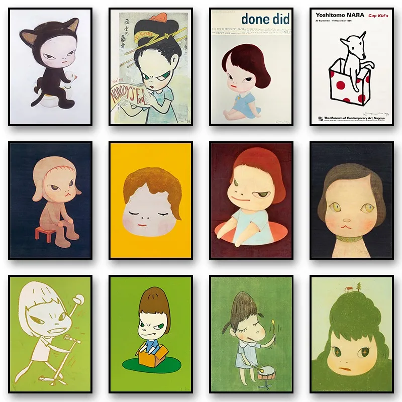 اليابان يوشيتومو نارا الكرتون حلم دمية الملصقات والمطبوعات قماش الطباعة جدار صورة فنية لغرفة المعيشة الحضانة ديكور هدية