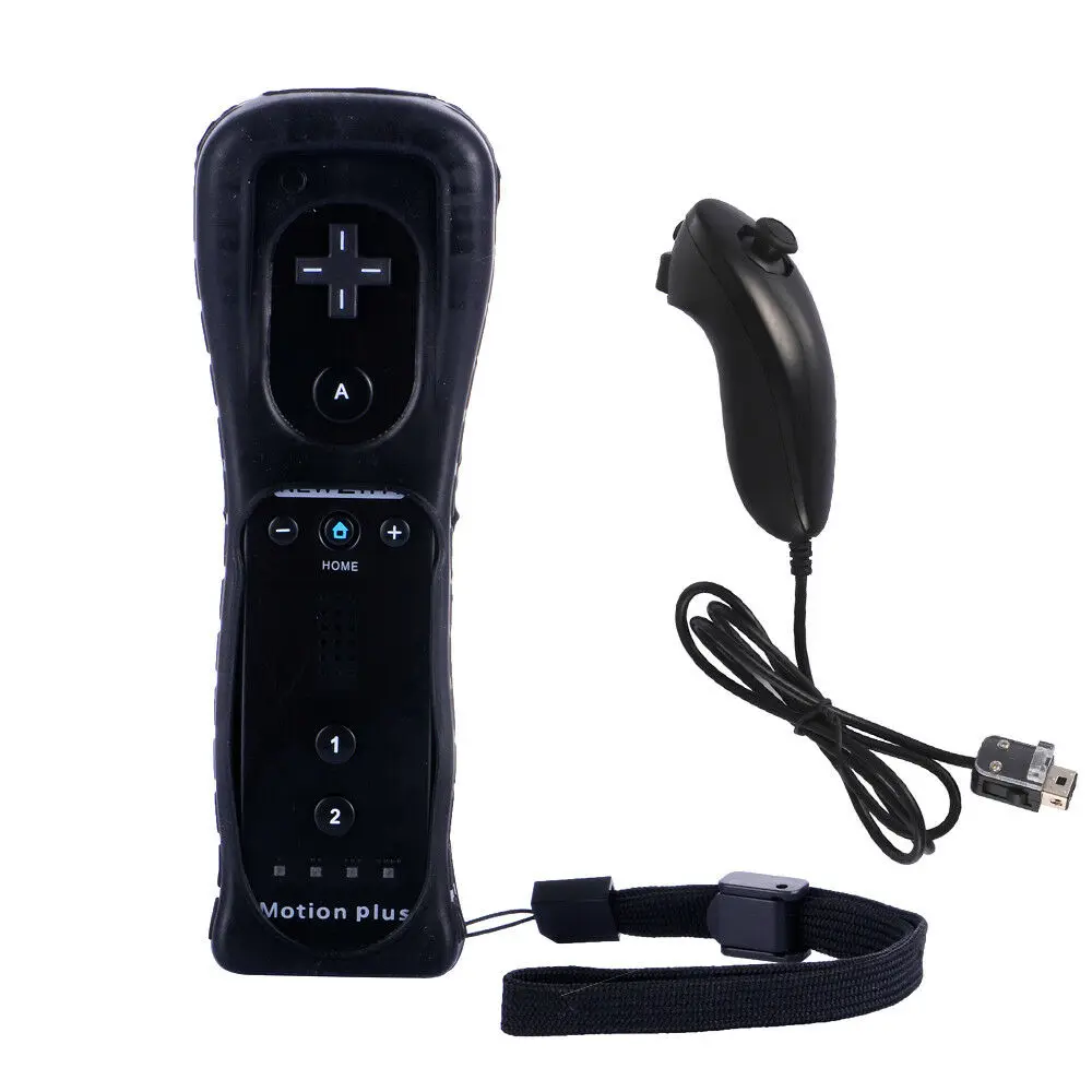 TOP 2 in 1 Wireless Gamepad Remote Controller built in Motion Plus + Nunchuck For  Wii Controller Joystick Silicone Case